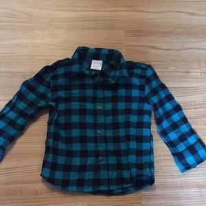 Boys 2T green/black check Flannel button down top